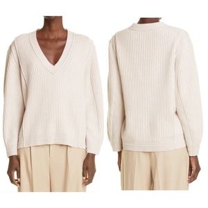 Maria McManus fisherman cashmere rib deep v neck sweater crema NO OFFERS